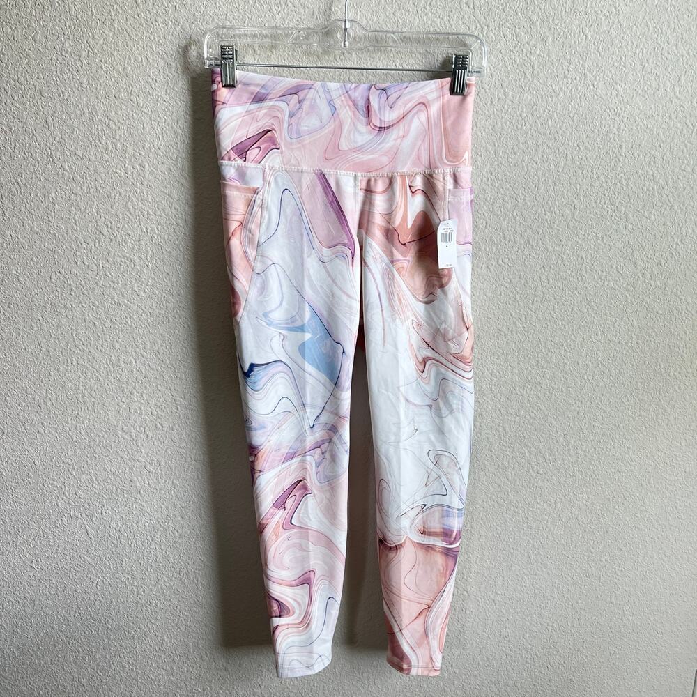 New Old Navy High Rise Power Soft Leggings Women's M 7/8 Ankle Marbled Wave